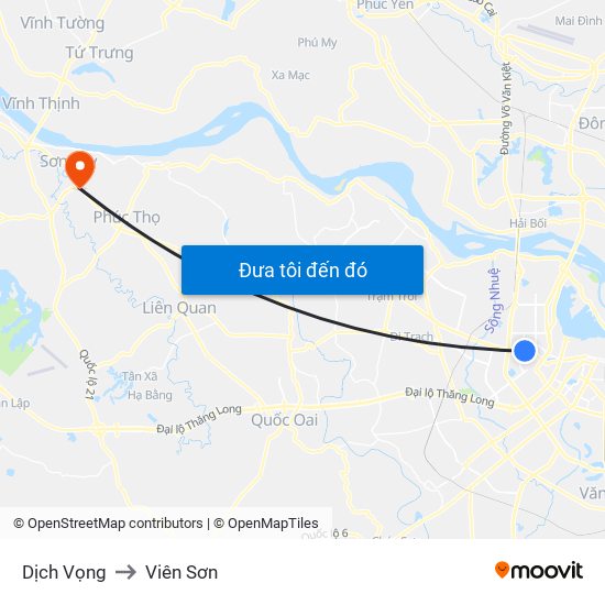 Dịch Vọng to Viên Sơn map