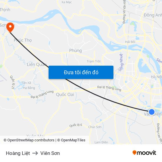 Hoàng Liệt to Viên Sơn map