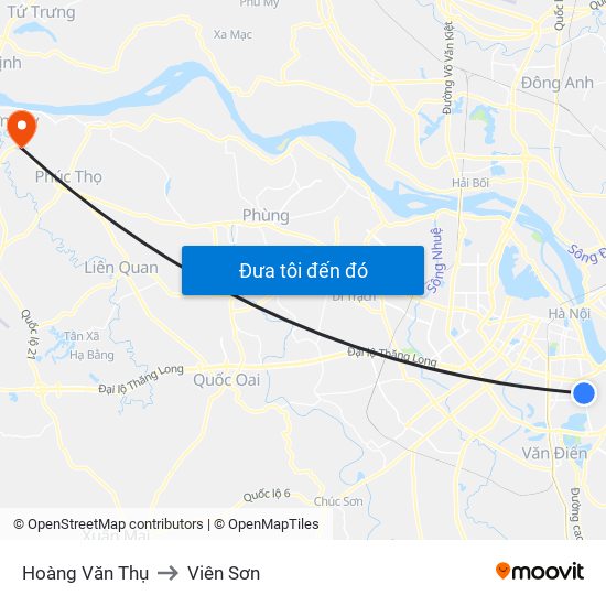 Hoàng Văn Thụ to Viên Sơn map