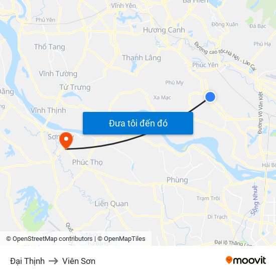 Đại Thịnh to Viên Sơn map