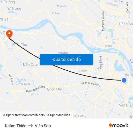 Khâm Thiên to Viên Sơn map