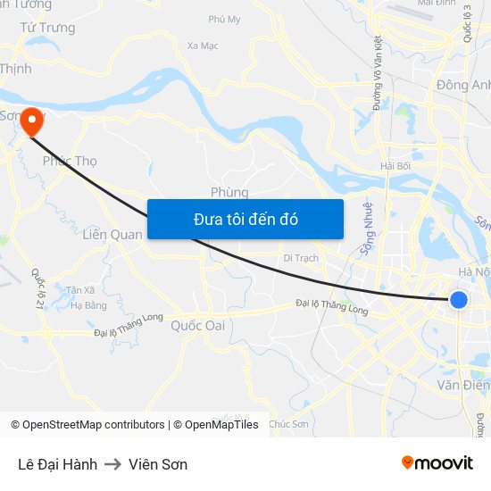 Lê Đại Hành to Viên Sơn map
