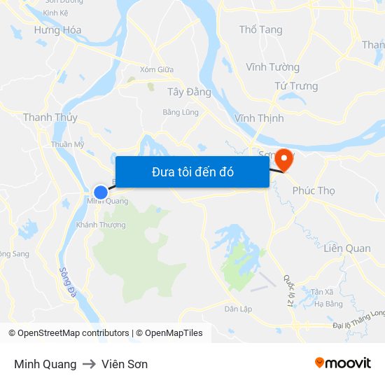 Minh Quang to Viên Sơn map