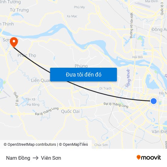 Nam Đồng to Viên Sơn map