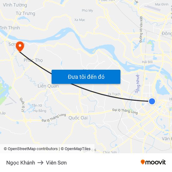 Ngọc Khánh to Viên Sơn map