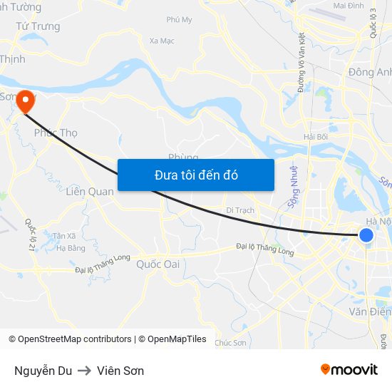 Nguyễn Du to Viên Sơn map