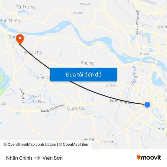 Nhân Chính to Viên Sơn map