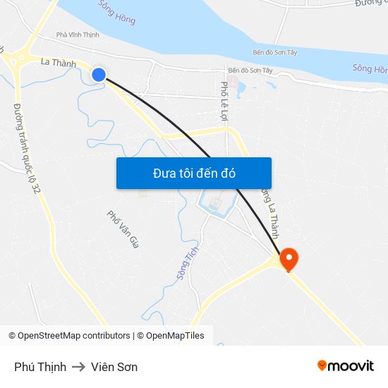 Phú Thịnh to Viên Sơn map