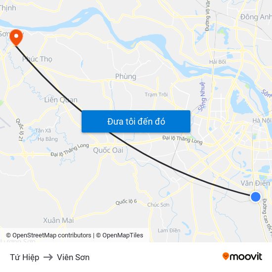 Tứ Hiệp to Viên Sơn map