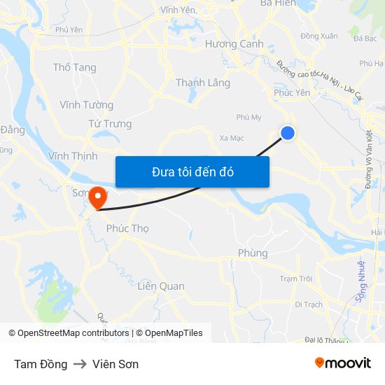 Tam Đồng to Viên Sơn map