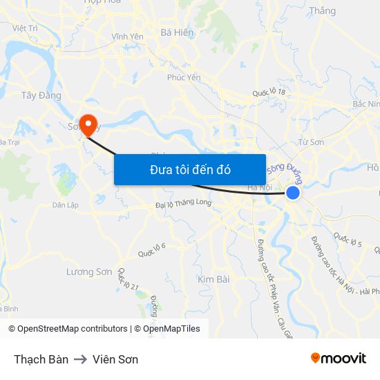 Thạch Bàn to Viên Sơn map