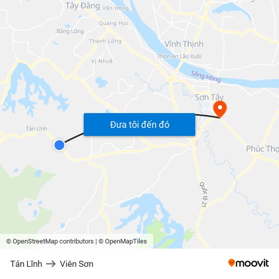 Tản Lĩnh to Viên Sơn map