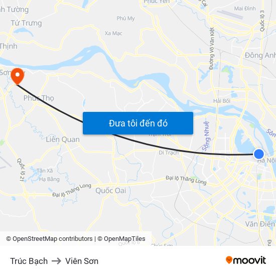 Trúc Bạch to Viên Sơn map