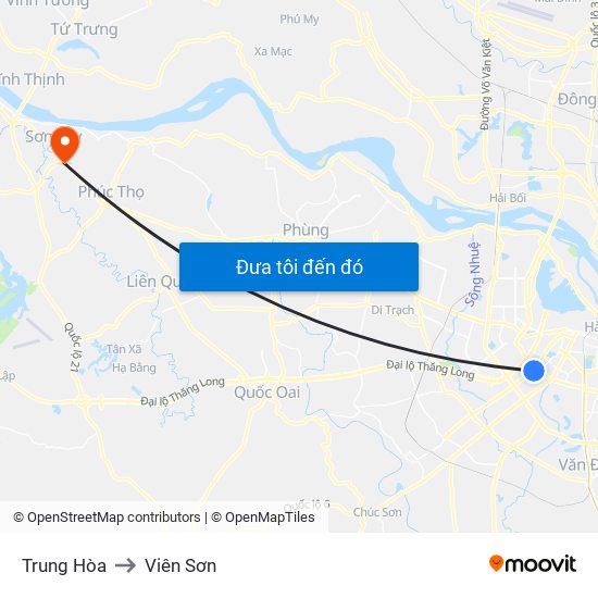 Trung Hòa to Viên Sơn map