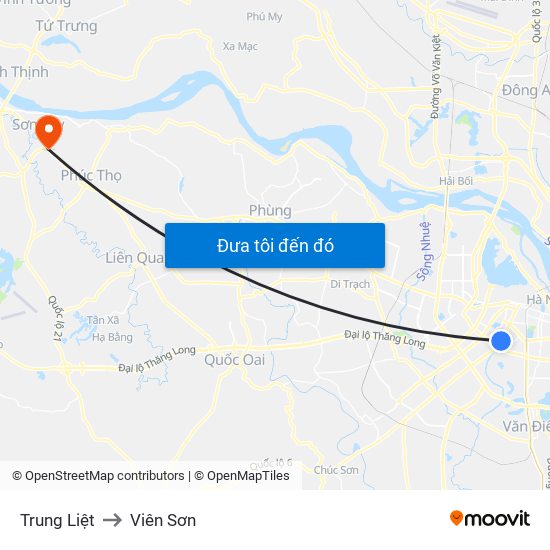 Trung Liệt to Viên Sơn map