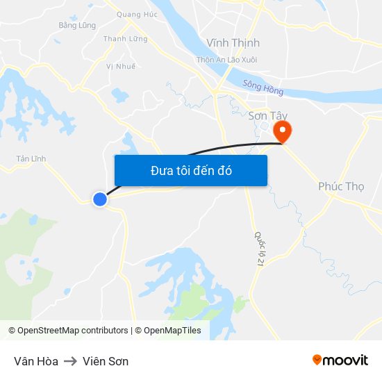 Vân Hòa to Viên Sơn map