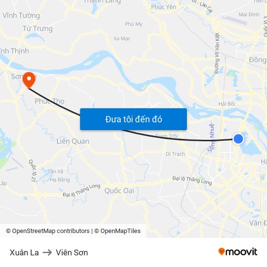 Xuân La to Viên Sơn map