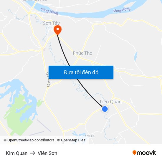 Kim Quan to Viên Sơn map