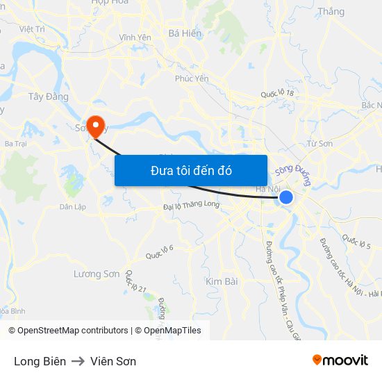 Long Biên to Viên Sơn map