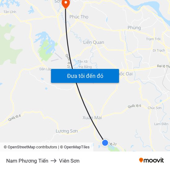 Nam Phương Tiến to Viên Sơn map