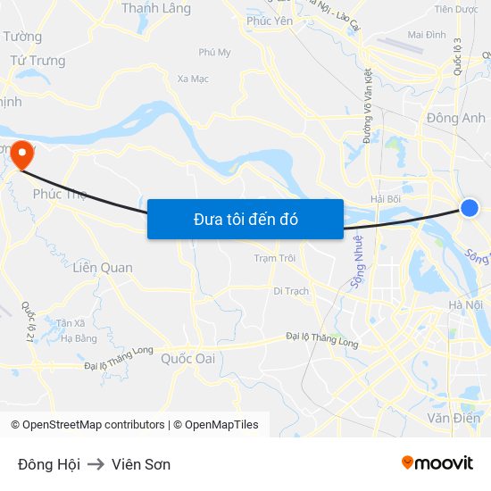 Đông Hội to Viên Sơn map