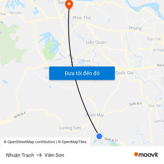 Nhuận Trạch to Viên Sơn map