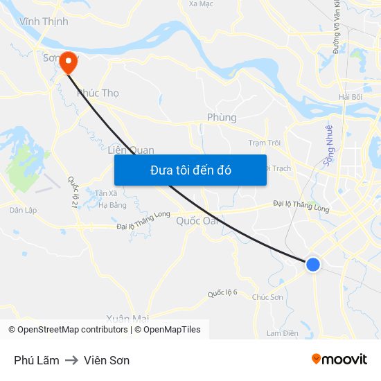 Phú Lãm to Viên Sơn map