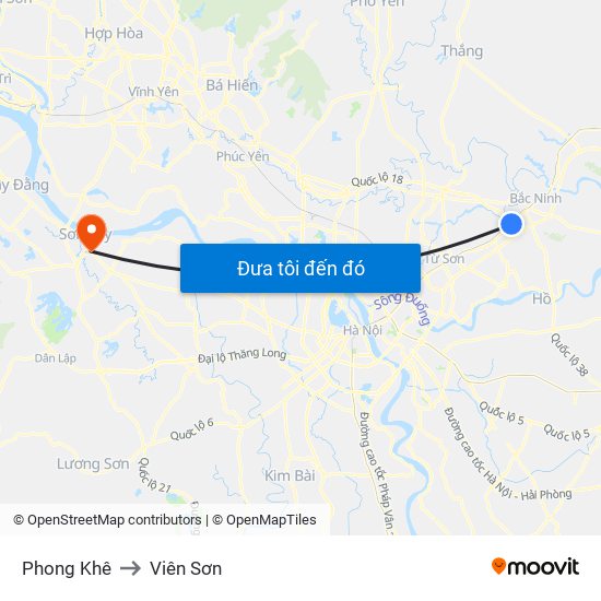 Phong Khê to Viên Sơn map