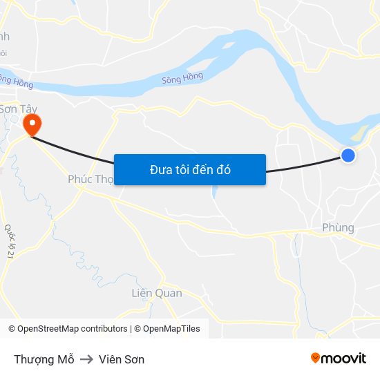 Thượng Mỗ to Viên Sơn map