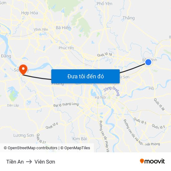 Tiền An to Viên Sơn map