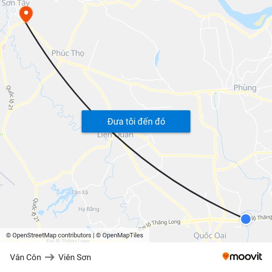 Vân Côn to Viên Sơn map