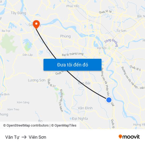 Văn Tự to Viên Sơn map
