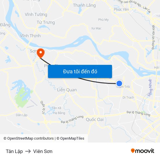 Tân Lập to Viên Sơn map