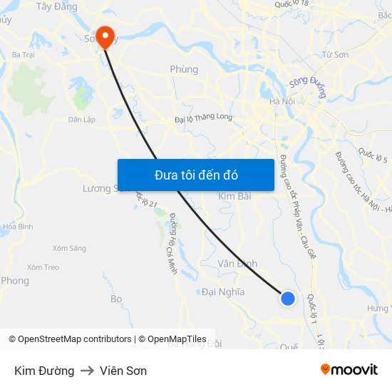 Kim Đường to Viên Sơn map