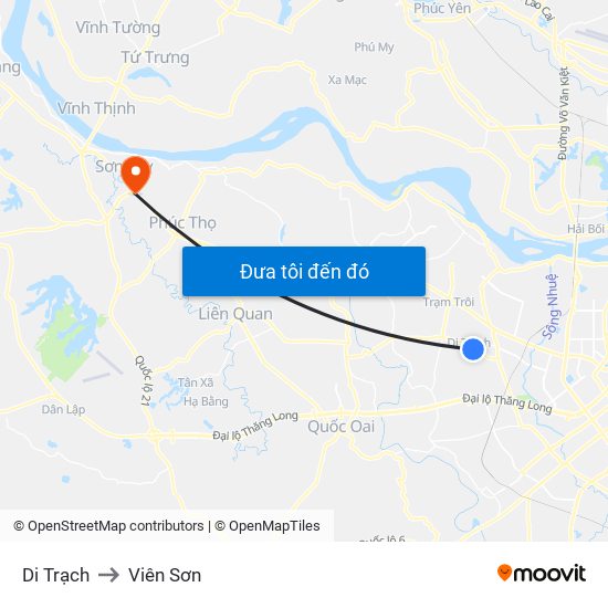 Di Trạch to Viên Sơn map