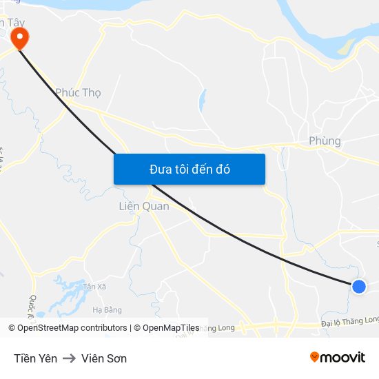 Tiền Yên to Viên Sơn map