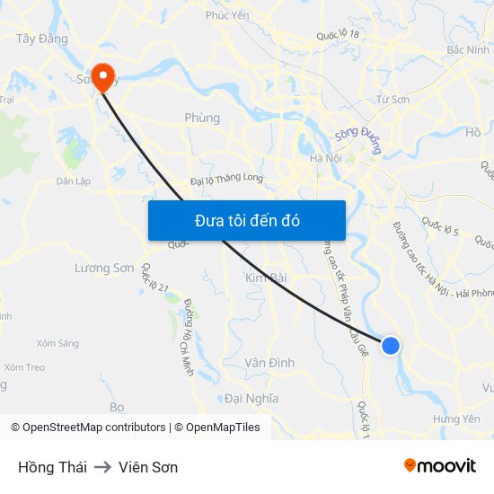 Hồng Thái to Viên Sơn map