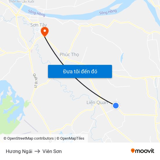 Hương Ngải to Viên Sơn map