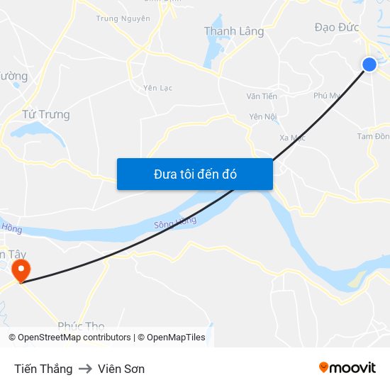 Tiến Thắng to Viên Sơn map