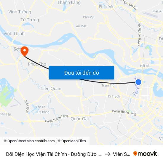 Đối Diện Học Viện Tài Chính - Đường Đức Thắng to Viên Sơn map