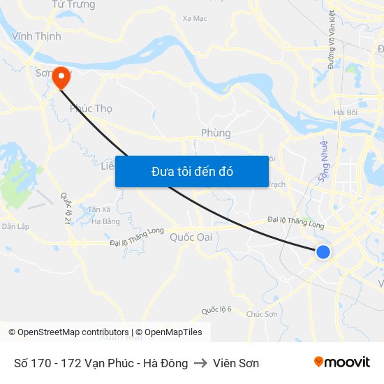 Số 170 - 172 Vạn Phúc - Hà Đông to Viên Sơn map