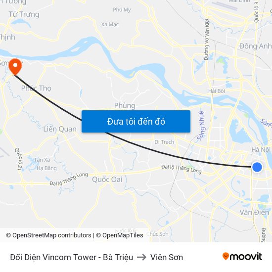 Đối Diện Vincom Tower - Bà Triệu to Viên Sơn map