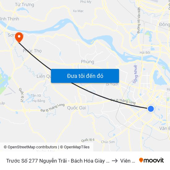Trước Số 277 Nguyễn Trãi - Bách Hóa Giày Thượng Đình to Viên Sơn map