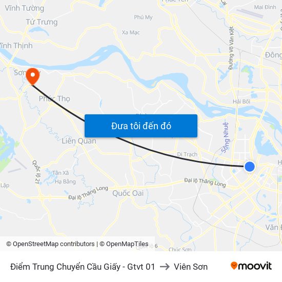 Điểm Trung Chuyển Cầu Giấy - Gtvt 01 to Viên Sơn map