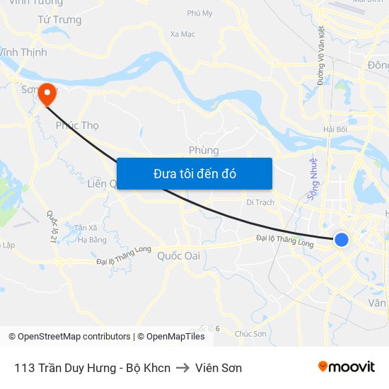 113 Trần Duy Hưng - Bộ Khcn to Viên Sơn map