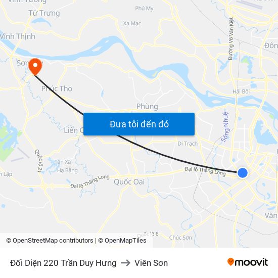Đối Diện 220 Trần Duy Hưng to Viên Sơn map