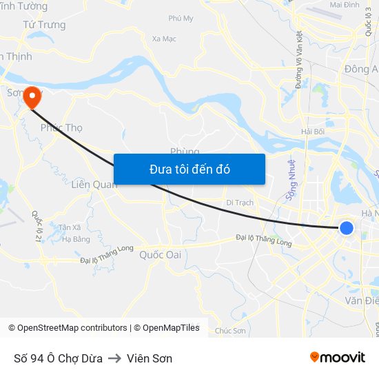 Số 94 Ô Chợ Dừa to Viên Sơn map