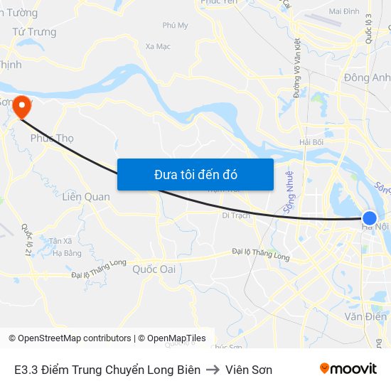 E3.3 Điểm Trung Chuyển Long Biên to Viên Sơn map