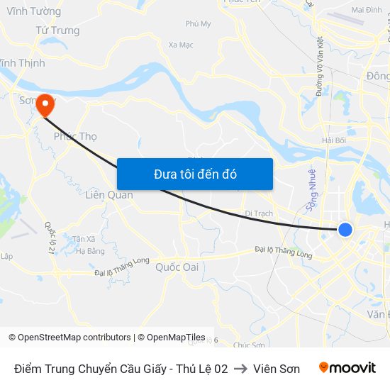 Điểm Trung Chuyển Cầu Giấy - Thủ Lệ 02 to Viên Sơn map