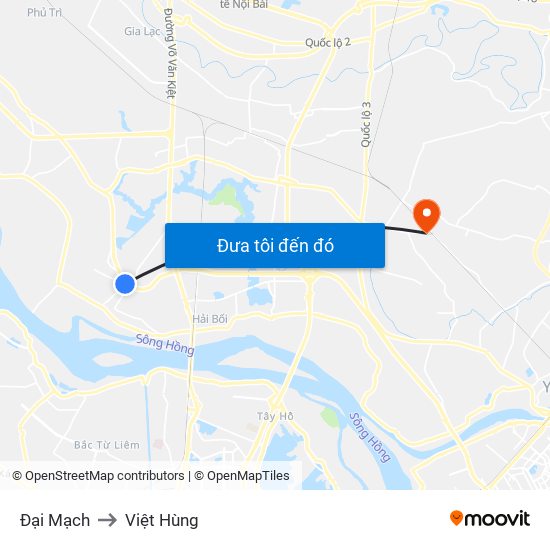 Đại Mạch to Việt Hùng map